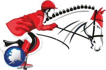 a saddle and harness illustration - with Alaska icon